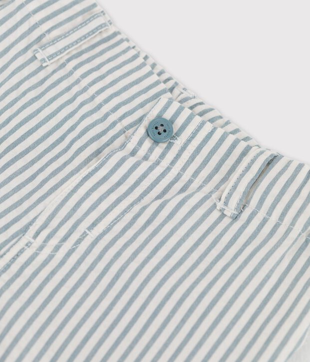 Shorts beb&egrave; in seersucker a righe verde/bianco