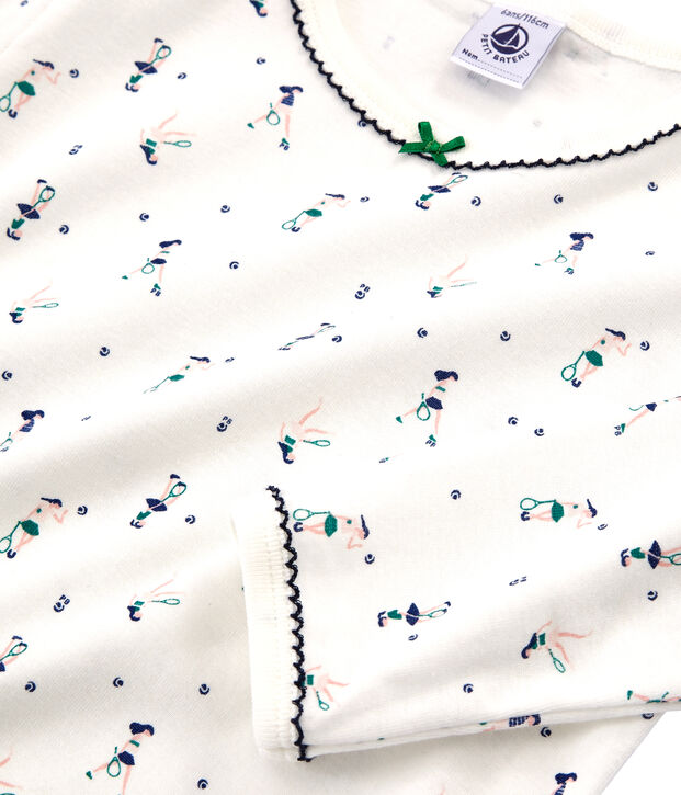 Pigiama bambina a costine bianco/multicolore