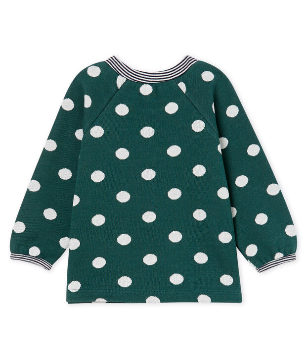 Blusa a manica lunga beb&egrave; femmina in fantasia verde/bianco