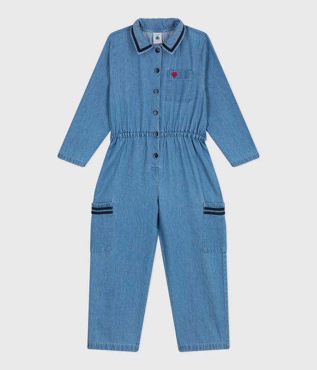 Tutina lunga in cotone bambina blu