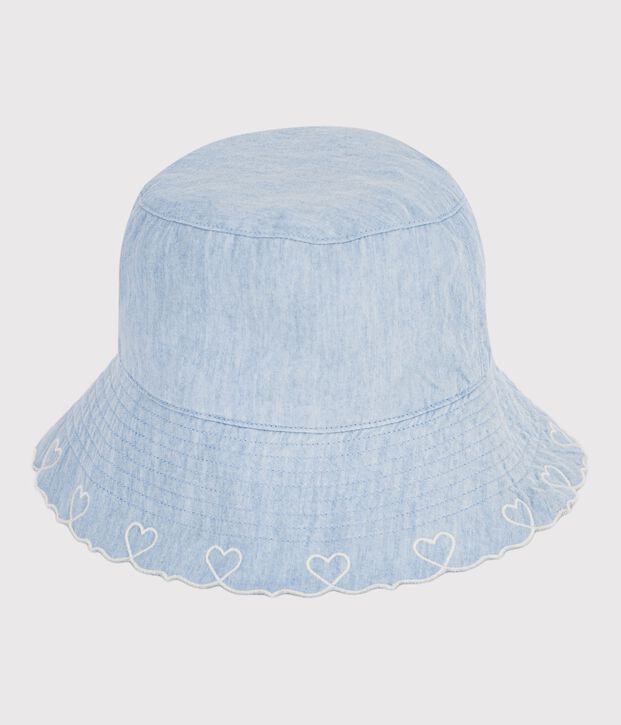 Cappellino in chambray bambina blu