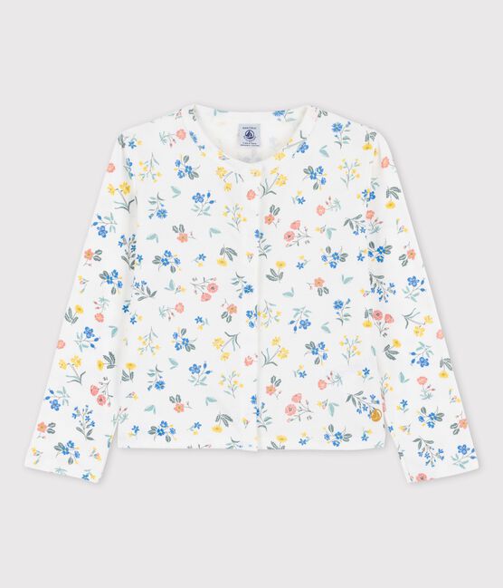 Cardigan fantasia in cotone bambina bianco MARSHMALLOW/bianco MULTICO