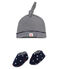 Lotto di cappellino e scarpine bebé maschio blu SMOKING/bianco MULTICO