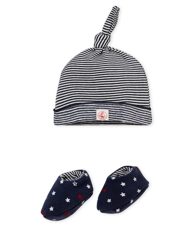 Lotto di cappellino e scarpine beb&eacute; maschio blu/multicolore