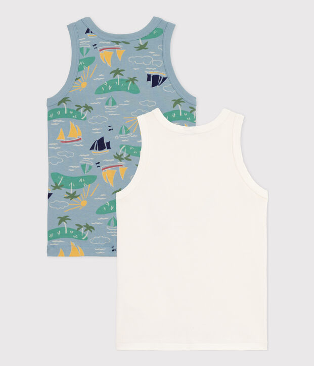 Confezione da 2 canottiere bambino in cotone modello esploratore multicolore