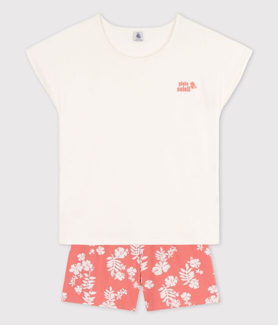 Pigiama corto bambina in cotone bianco MARSHMALLOW/ PAPAYE