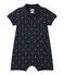 Tutina con colletto a polo bebé bambino stampata blu SMOKING/bianco FETA