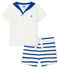 Completo due pezzi bebè maschio bianco MARSHMALLOW/blu SURF