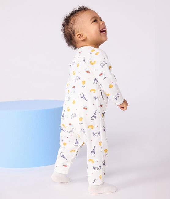 Pigiama senza piedini in cotone con stampa Parigi neonato bianco MARSHMALLOW/bianco MULTICO
