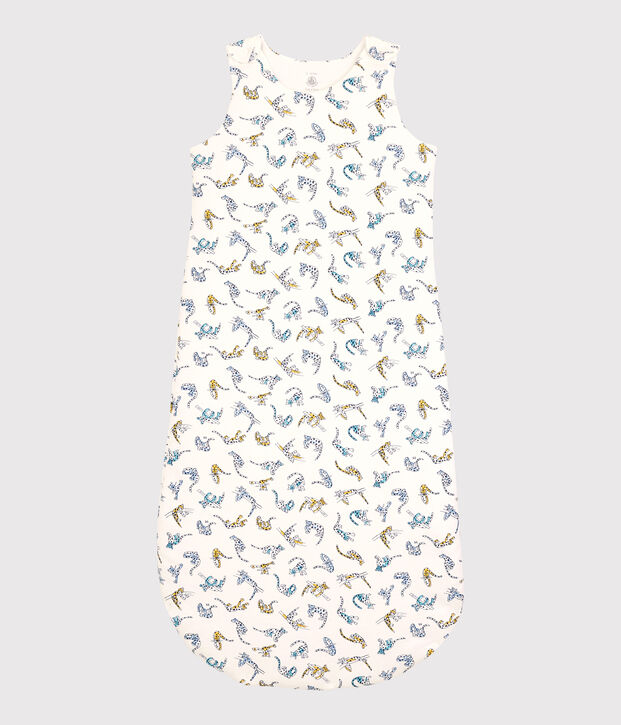 Sacco nanna beb&egrave; fantasia pantere in cotone biologico bianco/multicolore