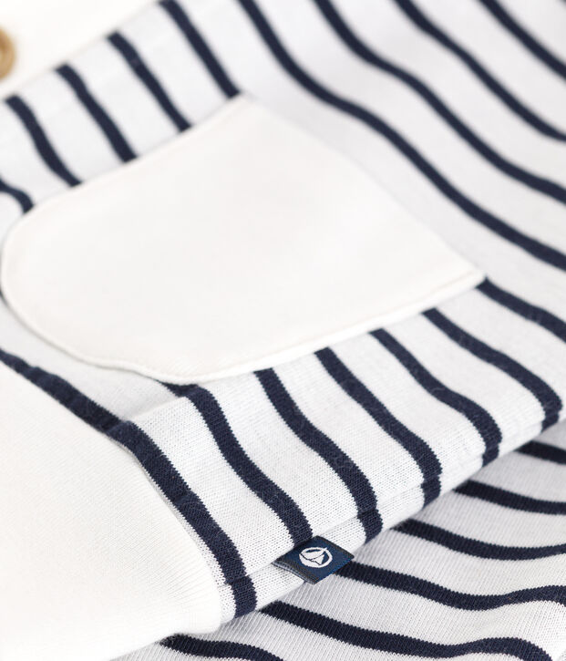 Cardigan in jersey spesso neonato bianco/blu