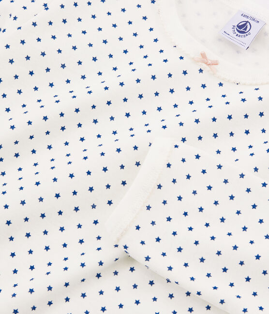 Pigiama bambina a costine bianco MARSHMALLOW/blu MAJOR CN