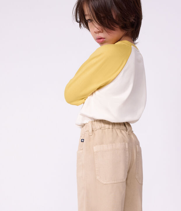 Pantaloni a 5 tasche in denim bambino beige
