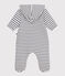Tutina imbottita con cappuccio e piedini a righe neonato bianco MARSHMALLOW/blu SMOKING