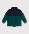 Piumino tinta unita color block bambino verde/blu