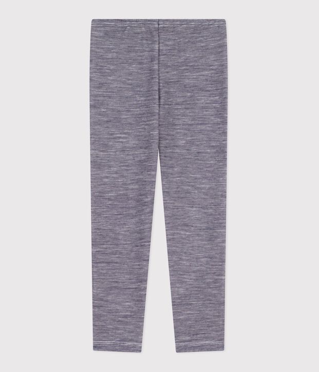 Leggings bambino in misto lana e cotone a righe blu/bianco