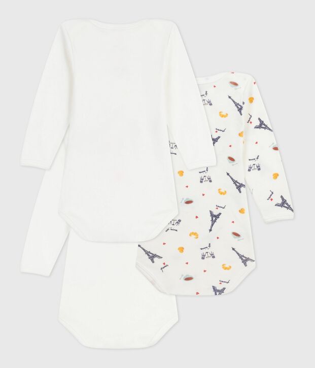 Set di body a maniche lunghe in cotone con stampa Parigi neonato multicolore