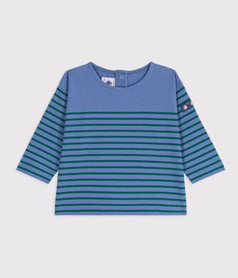 T-shirt a maniche lunghe in cotone a righe neonato.