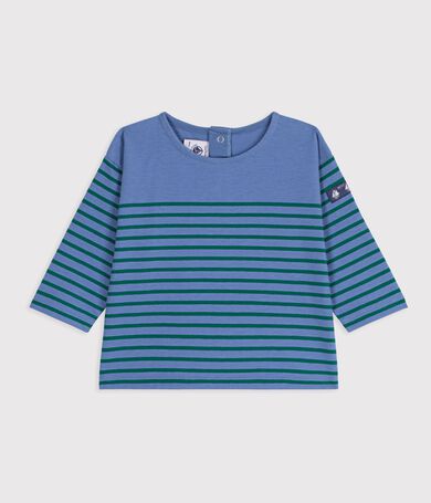 T-shirt a maniche lunghe in cotone a righe neonato.