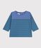 T-shirt a maniche lunghe in cotone a righe neonato. blu/verde