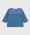 T-shirt a maniche lunghe in cotone a righe neonato. blu/verde