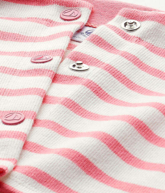 Cardigan bebé bambina rigato bianco MARSHMALLOW/rosa PETAL
