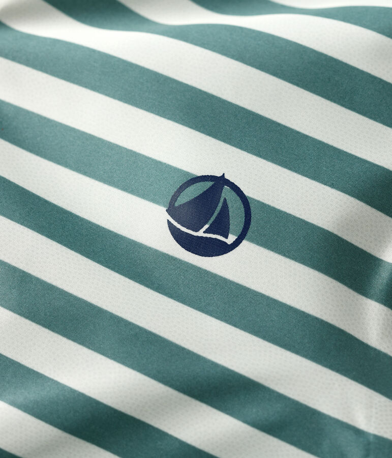 Giacca a vento per beb&egrave; in poliestere riciclato verde/ecru