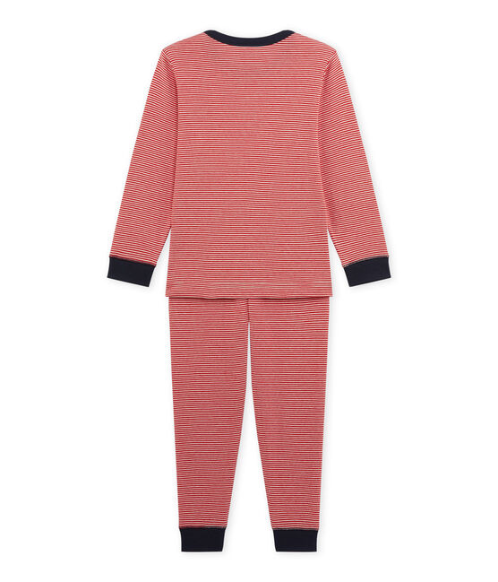 Pigiama per bambino millerighe rosso FROUFROU/beige COQUILLE