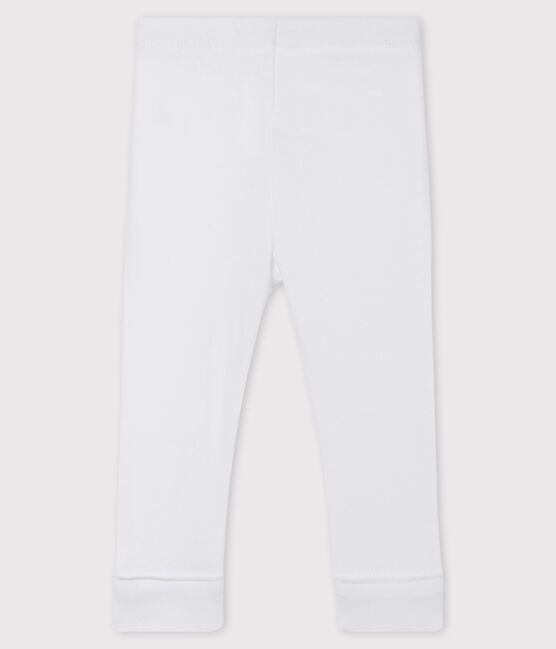 Leggings bebè femmina a costine 1x1 in tinta unita bianco MARSHMALLOW