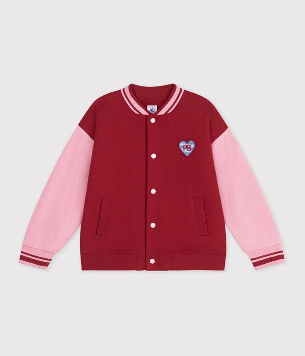 Giacca stile teddy bambino in cotone color block rosso