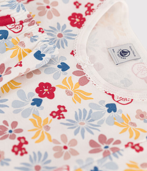 Pigiama short fantasia a fiori in cotone bambino bianco MARSHMALLOW/bianco MULTICO