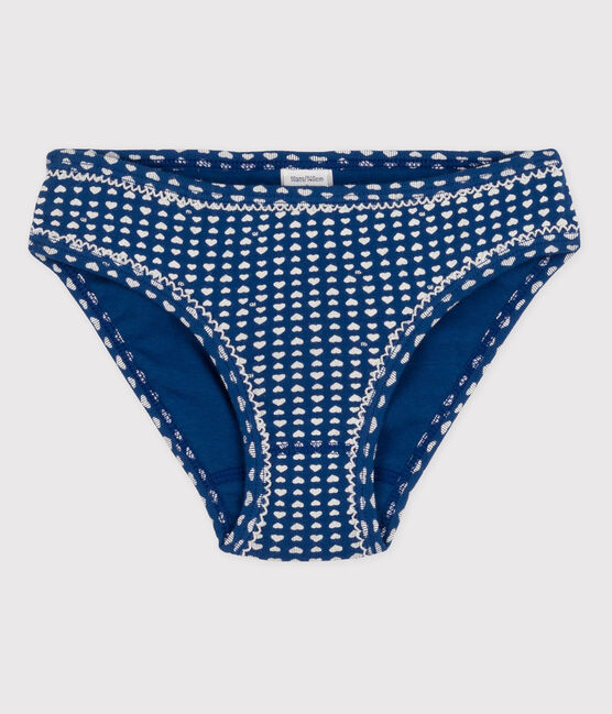 La mutandina in cotone per bambina blu MAJOR/bianco ECUME