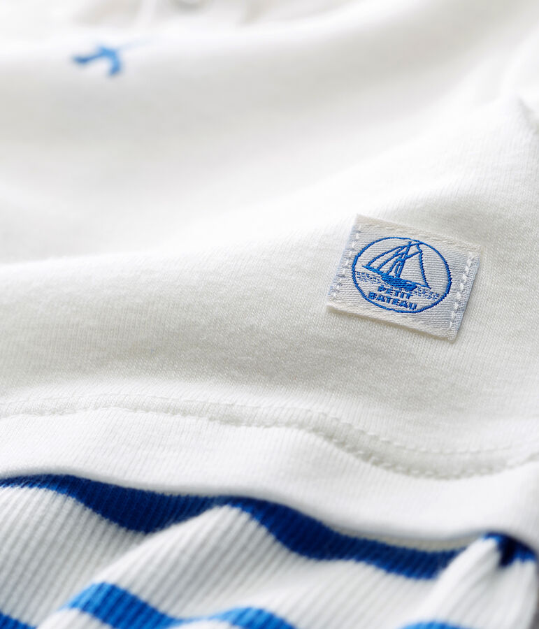 Tutina corta beb&egrave; maschio bianco/blu