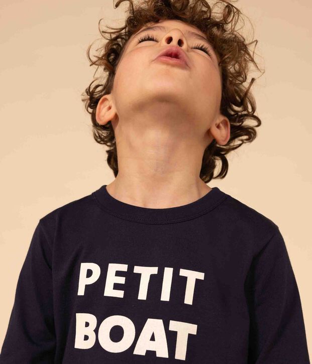 T-shirt a maniche lunghe in cotone bambino unisex blu/multicolore