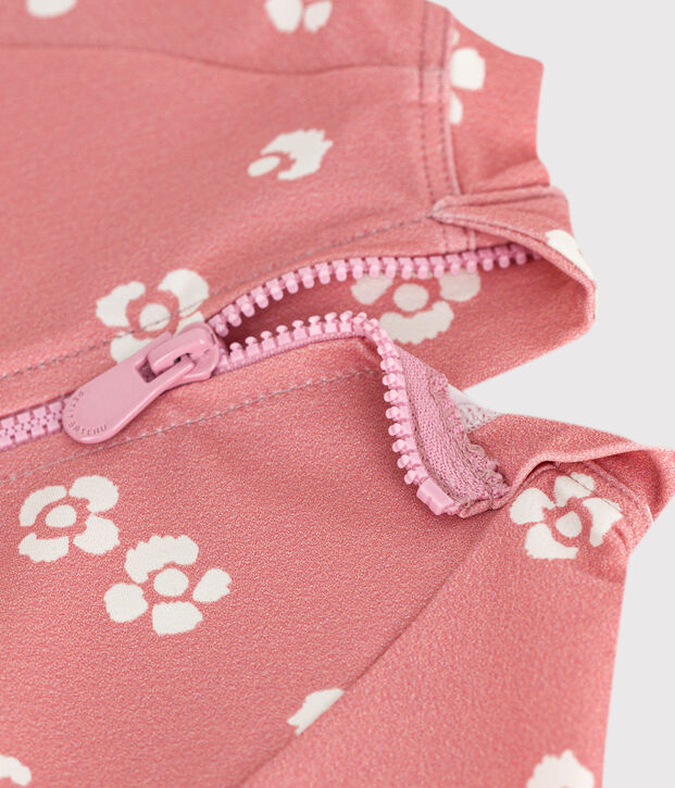 Tutina anti UV con stampa a fiori neonato rosa/bianco
