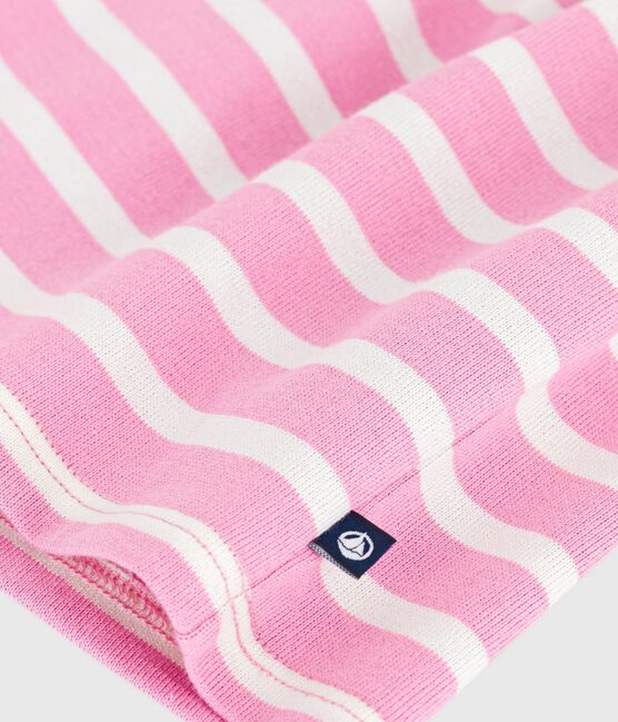 Abito a maniche lunghe in cotone a righe neonata rosa BOUDOIR/ MILK