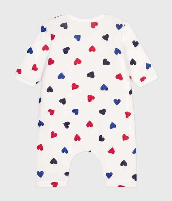 Tutina lunga satinata in cotone neonato bianco MARSHMALLOW/bianco MULTICO