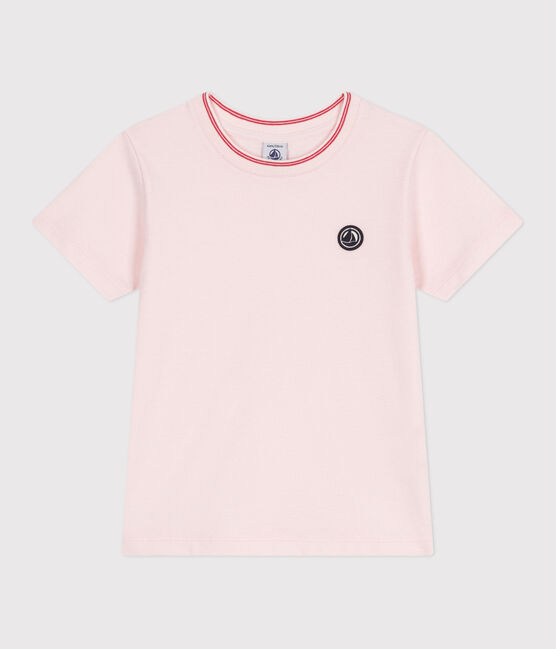 T-shirt a maniche corte in cotone tinta unita bambina rosa FLEUR