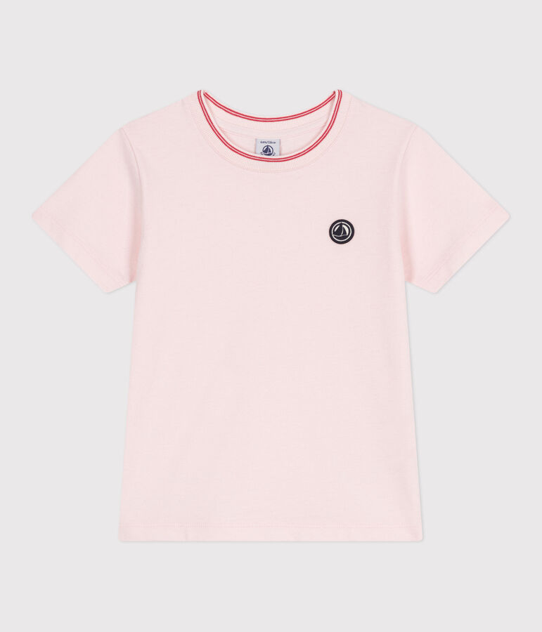 T-shirt a maniche corte in cotone tinta unita bambina rosa