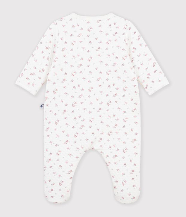 Pigiama in tubique con stampa a fiori neonata bianco/rosa