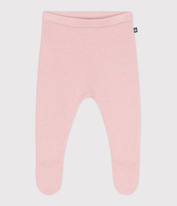 Pantaloni in maglia di lana e cotone neonato rosa