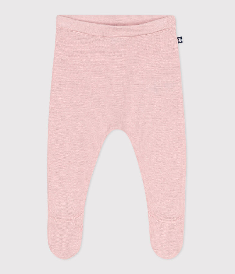 Pantaloni in maglia di lana e cotone neonato rosa