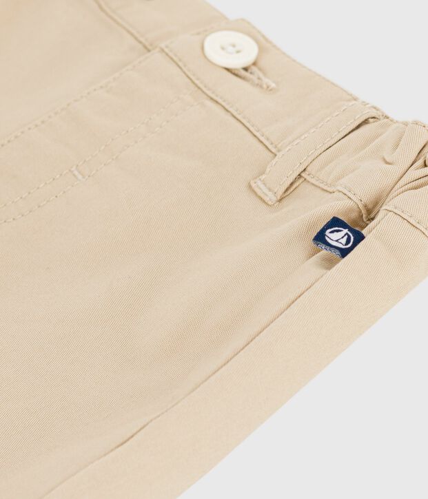 Shorts in cotone tinta unita neonato beige