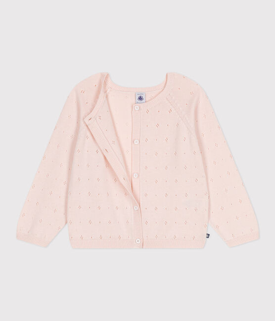 Cardigan in cotone a punto fantasia bambina rosa FLEUR