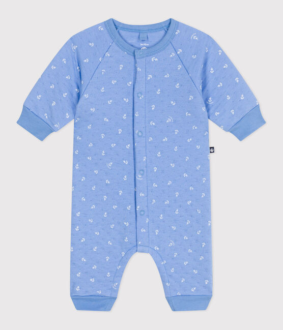 Tutina neonato in cotone con piccole ancore stampate blu EDNA/bianco MARSHMALLOW