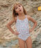 Costume da bagno intero a fiori bambina bianco MARSHMALLOW/bianco MULTICO