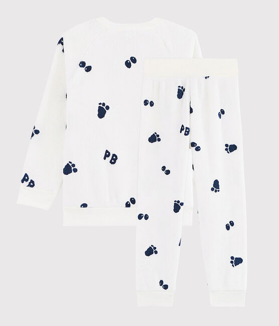 Pigiama bambino in pile bianco MARSHMALLOW/blu MEDIEVAL CN