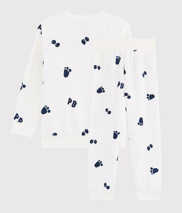 Pigiama bambino in pile bianco/blu