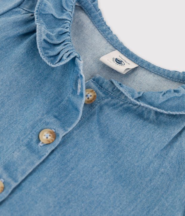 Blusa beb&egrave; in denim leggero biologico blu