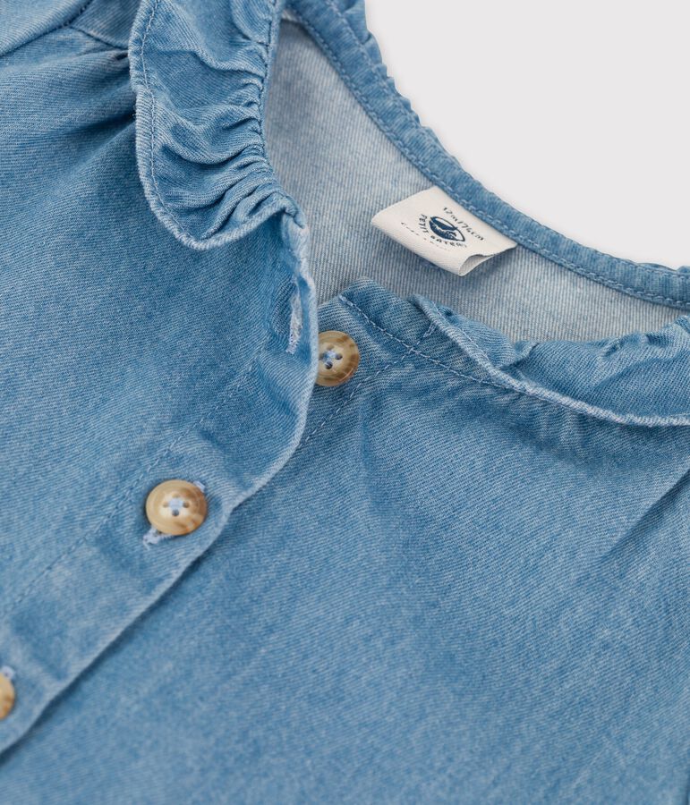 Blusa beb&egrave; in denim leggero biologico blu